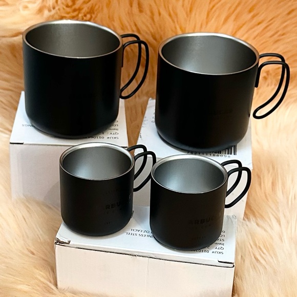 STARBUCKS Black Metal Gathering Coffee Cups Teacup Drink Set NEW! - Picture 1 of 9